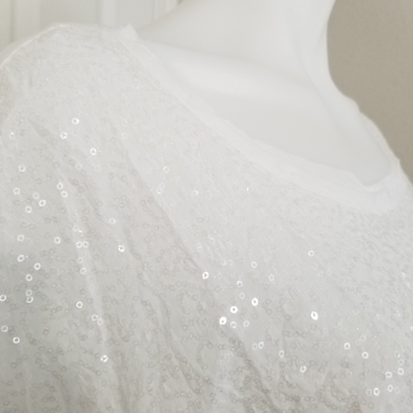 Philosophy Sequin Tissue Thin Shirt S White NWT - Picture 3 of 11